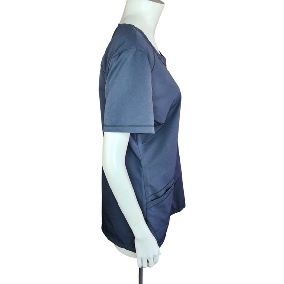 Dickies Women's Medium Short Sleeve Scrub Top Dark Gray Pockets, Round Neckline - Picture 6 of 14